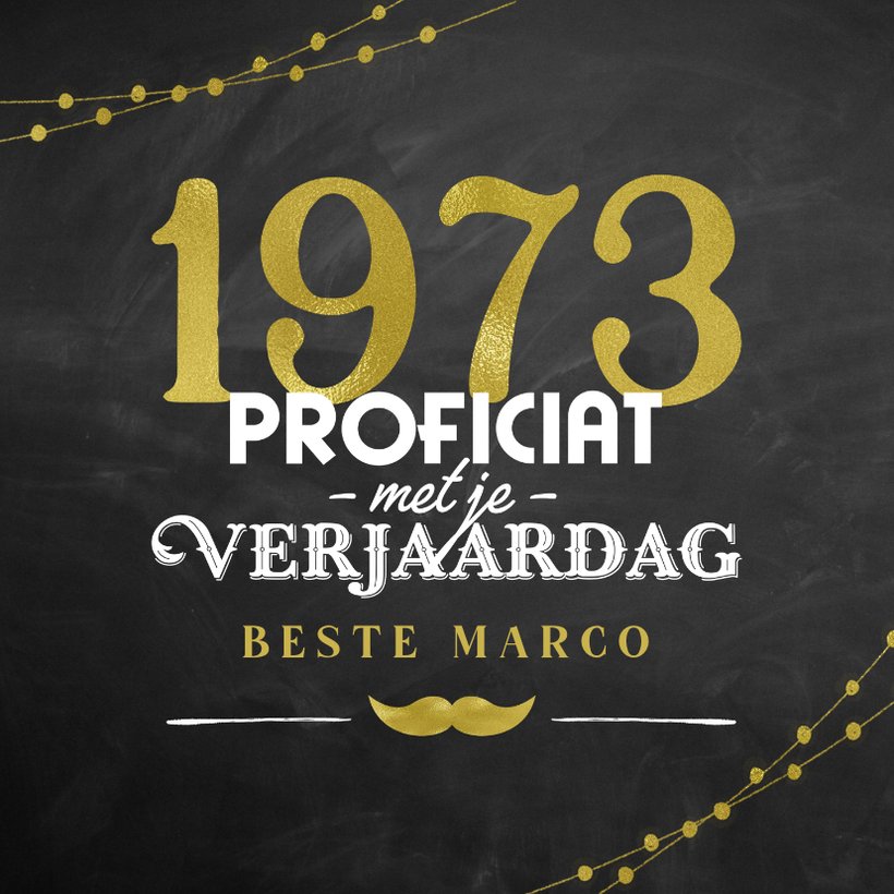 Verjaardagskaart man 50 jaar stoer krijtbord Kaartje2go