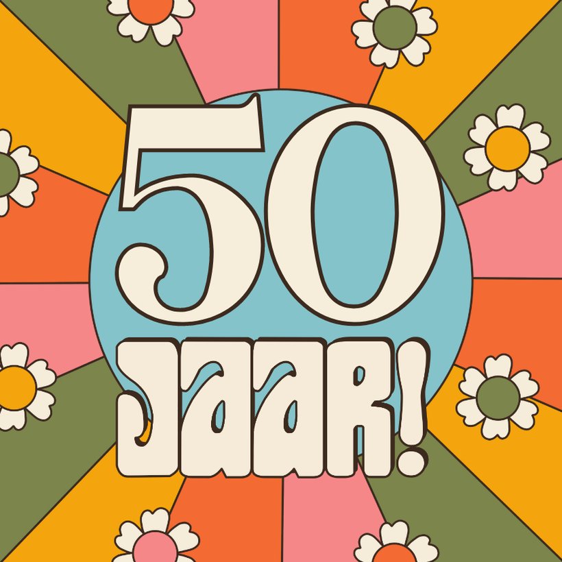 Verjaardagskaart Retro Met Bloemetjes En | Kaartje2go