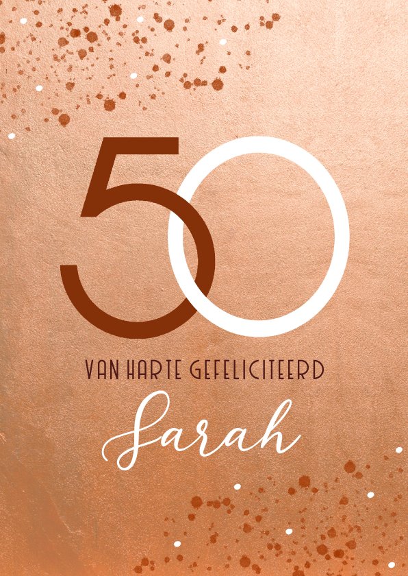 Verjaardagskaart Roestkleur 50 Jaar Sarah Kaartje2go