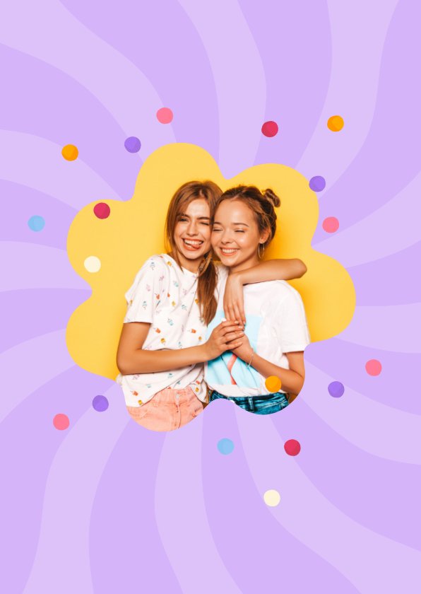 Verjaardagskaart taart cake confetti jarig Kaartje2go