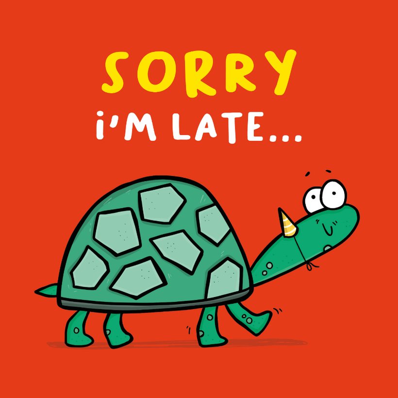 Verjaardagskaart Turtle sorry i'm late | Kaartje2go