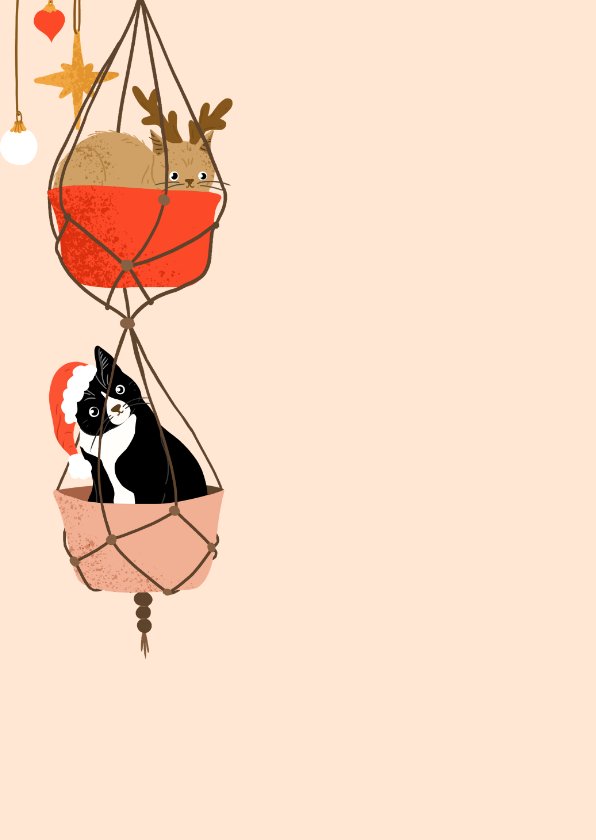 Kerstkaart schattige kat met kerstmuts | Kaartje2go