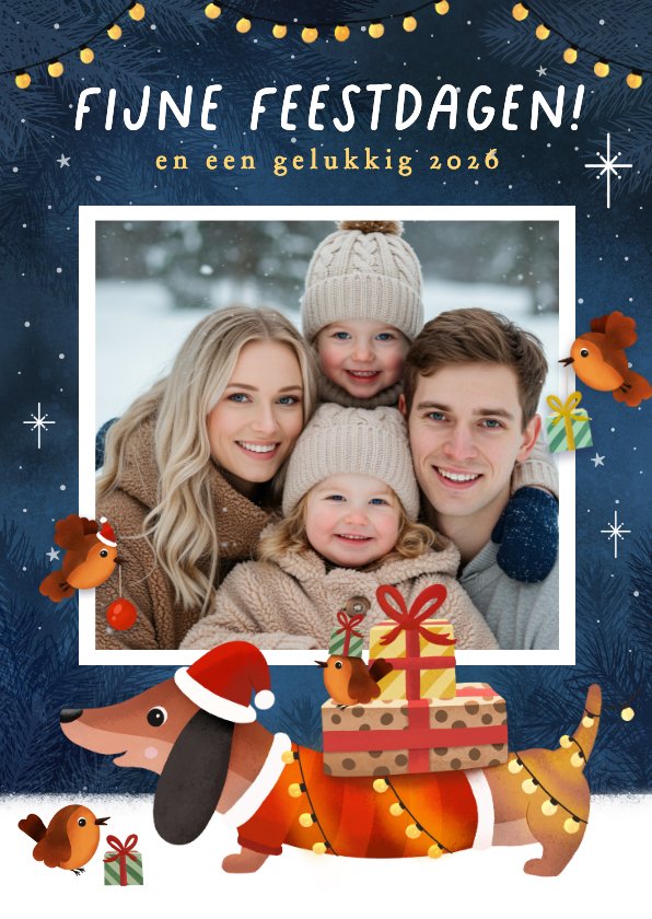 luxe kerstkaart met houten kerstboom hanger - merry christmas