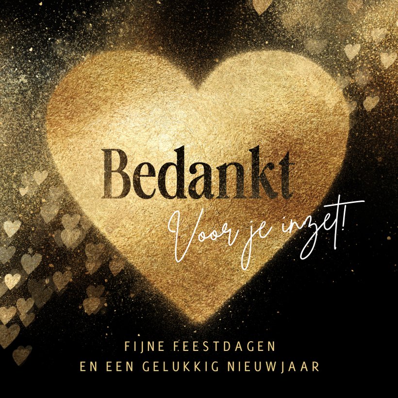 Zakelijke Bedankt Kerstkaart Gouden Hart Kaartje2go