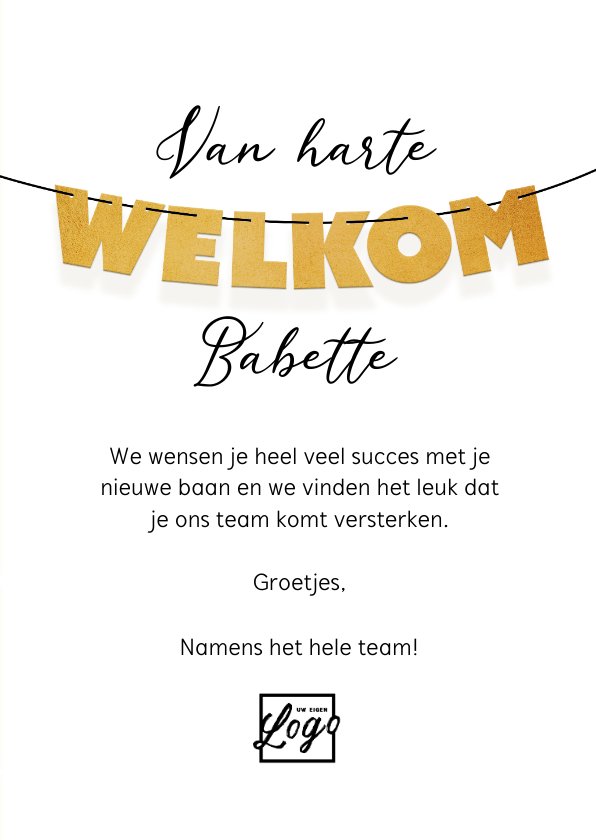 Zakelijke Felicitatiekaart Welkom In Ons Team Kaartje2go