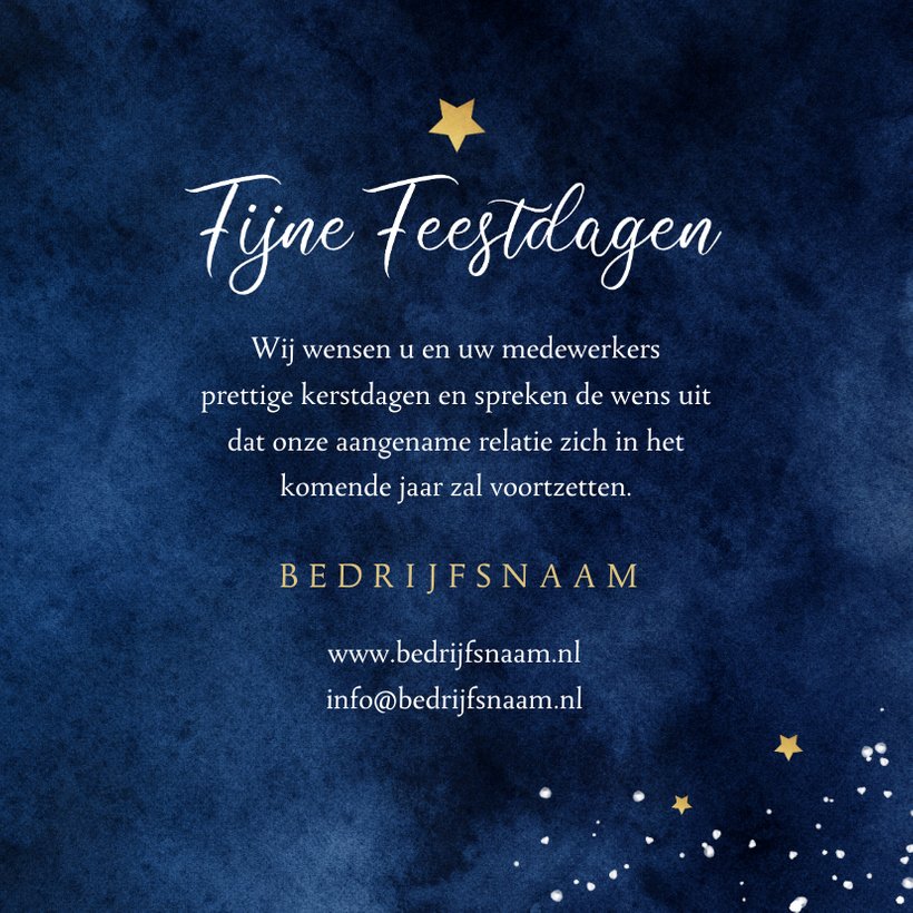 Zakelijke Kerstkaart Chic Blauw Sterren Goud | Kaartje2go