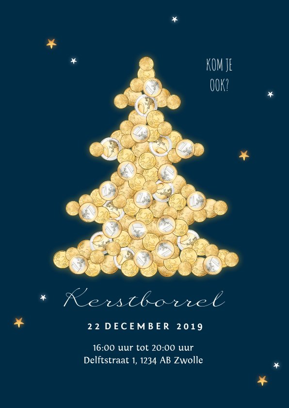 Zakelijke kerstkaart financieel geld kerstboom Kaartje2go