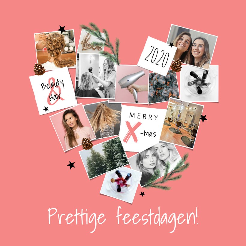 Zakelijke Kerstkaart Hart Fotocollage Roze Kaartje2go