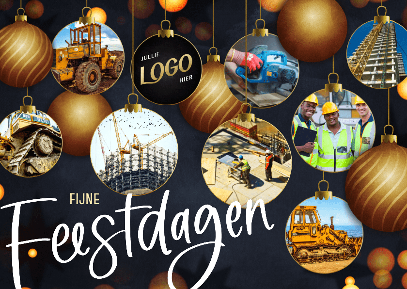 Moderne zakelijke kerstkaart kerstballen Kaartje2go