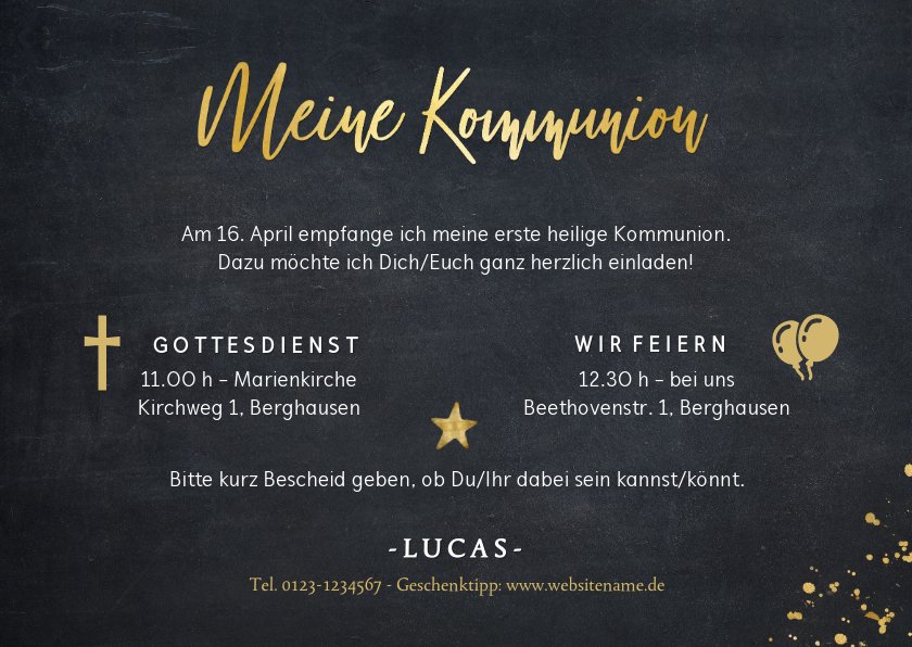 Einladung zur Kommunion Fotokarte Junge Kaartje2go