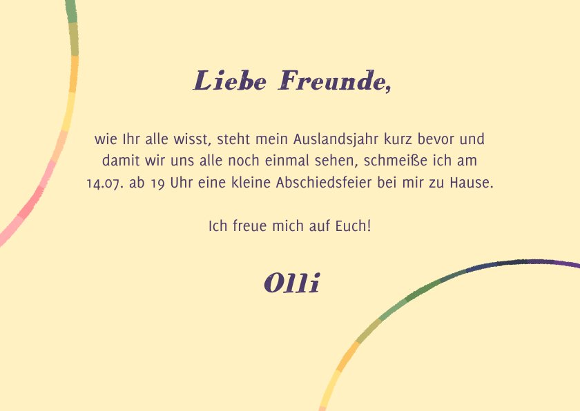 Einladungskarte zur Abschiedsparty mit Kaartje2go