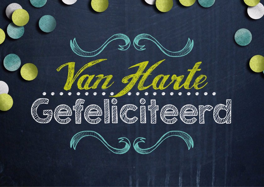 Felicitatie jubileum confetti krijtbord Kaartje2go