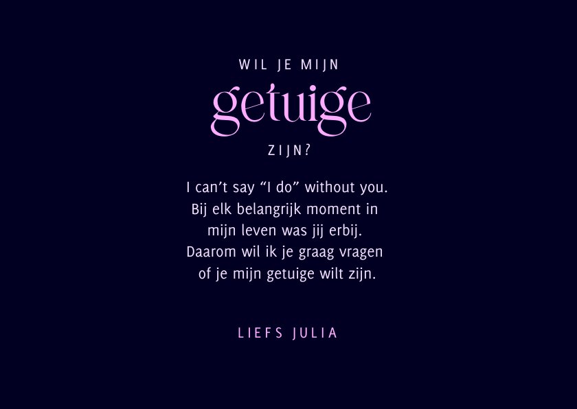 Getuige kaart holografisch modern hip stijlvol | Kaartje2go