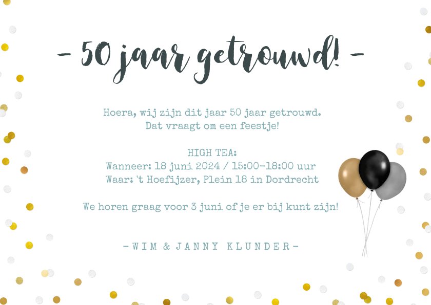 Jubileumfeest Uitnodiging Fotocollage Brons | Kaartje2go