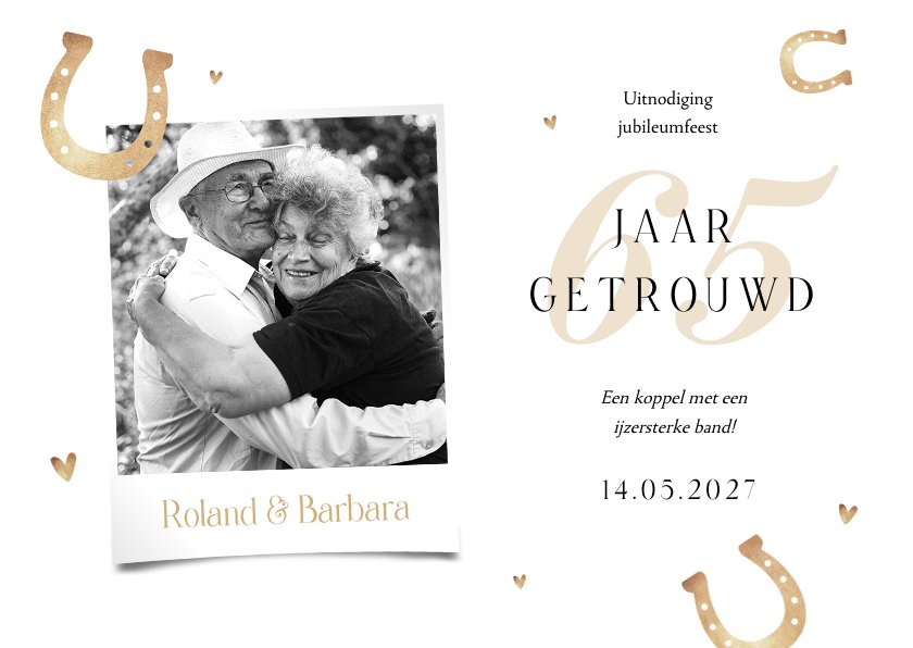 Jubileumfeest uitnodigingskaart 65 jaar | Kaartje2go