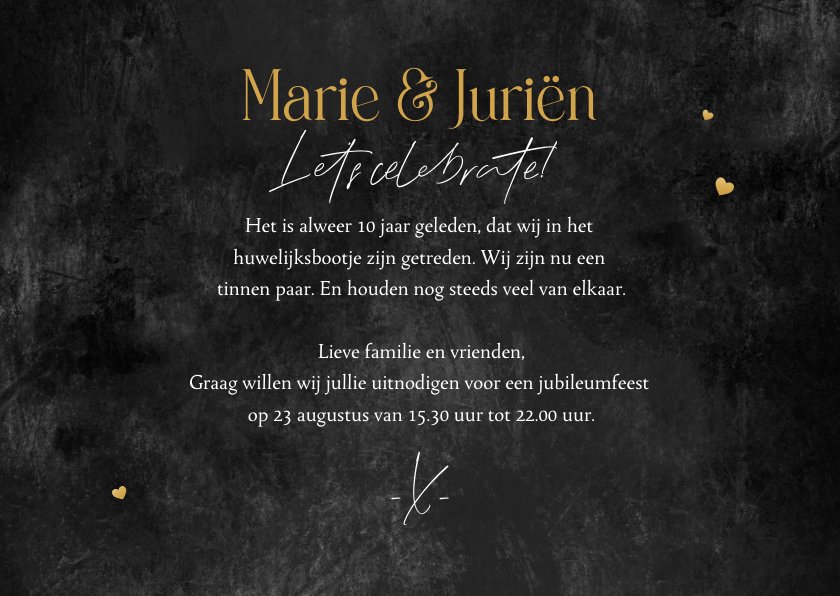 Jubileumkaart 10 jaar getrouwd krijtbord | Kaartje2go