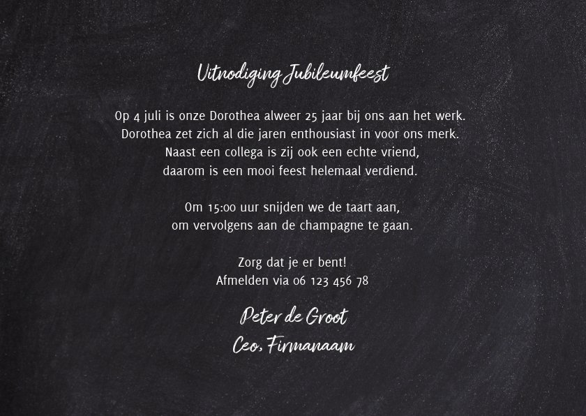 Jubileumkaart medewerker 25 jaar in dienst | Kaartje2go