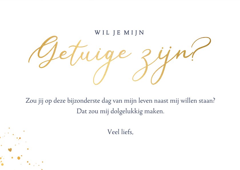 Kaart waarmee je een getuige voor je huwelijk | Kaartje2go