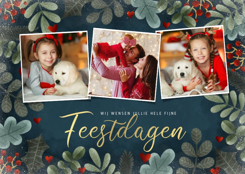 Kerstkaart fotocollage kersttakjes kader | Kaartje2go
