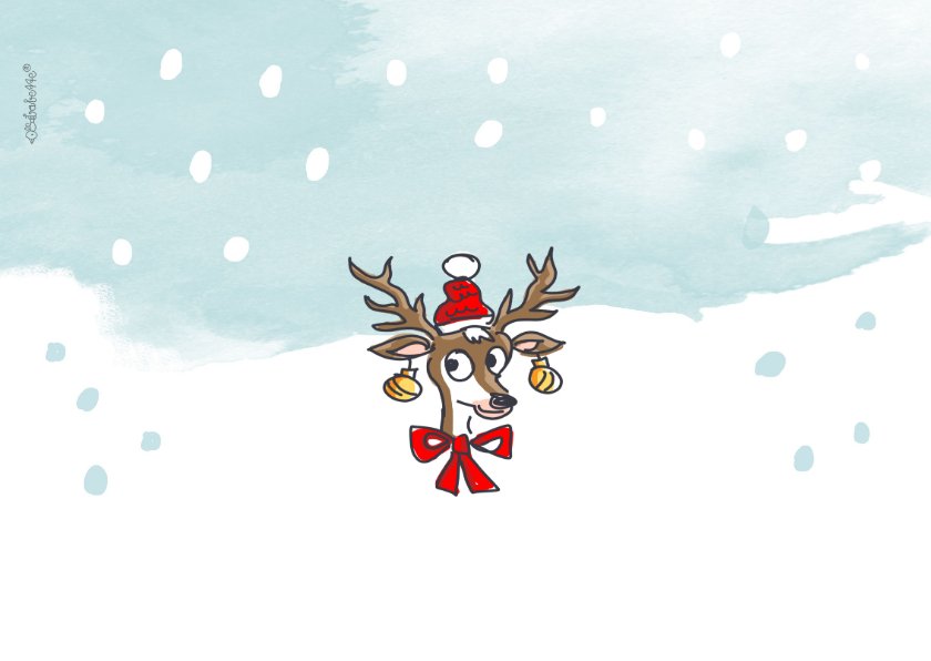 Kerstkaart met rendier gewei met 5 foto's | Kaartje2go