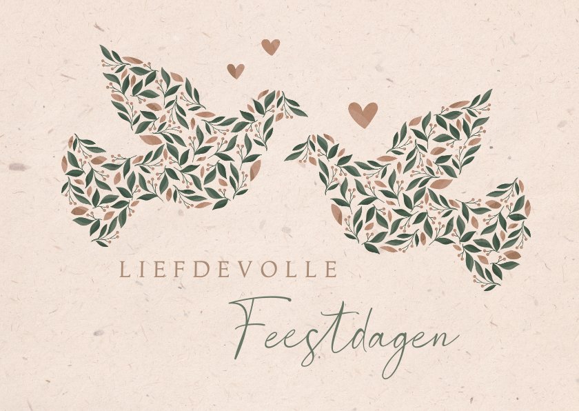 Liefdevolle Kerstkaart Met Duiven En Kraftlook Kaartje2go