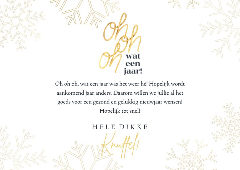 Moderne nieuwjaarskaart Oh Oh Oh wat een jaar | Kaartje2go