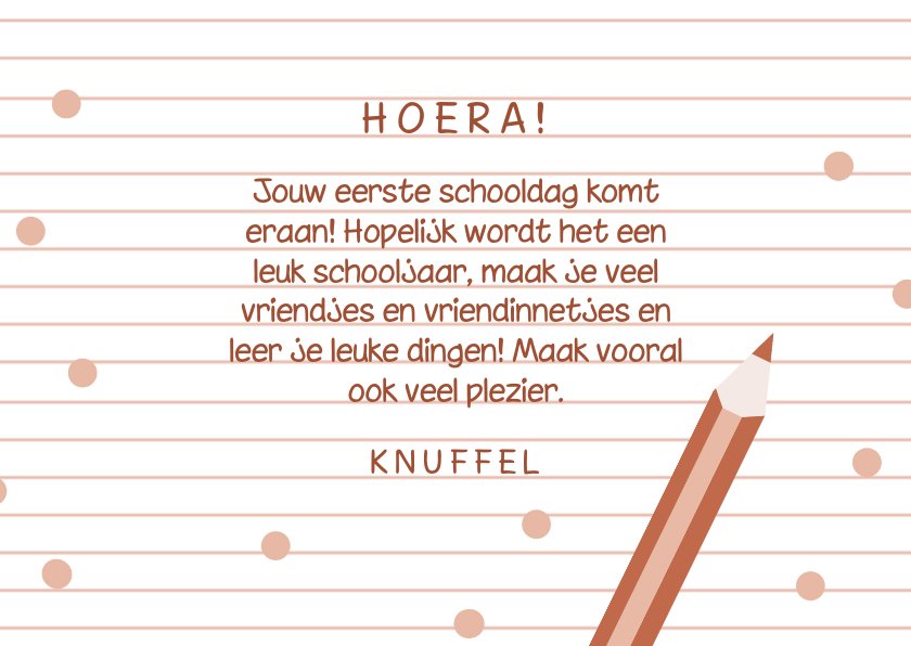 Roze kinderkaartje veel plezier op school | Kaartje2go