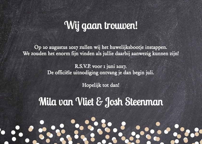 Save the date krijtbord foto  Trouwkaarten  Kaartje2go