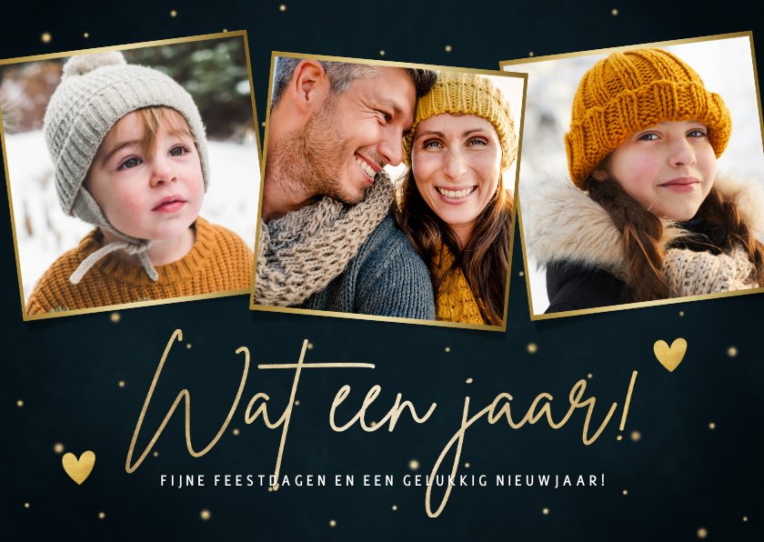 Stijlvolle kerst fotokaart'Wat een jaar Kaartje2go