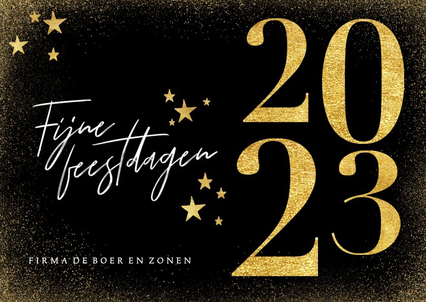 Stijlvolle Kerstkaart Met Gouden 2023 En Kaartje2go