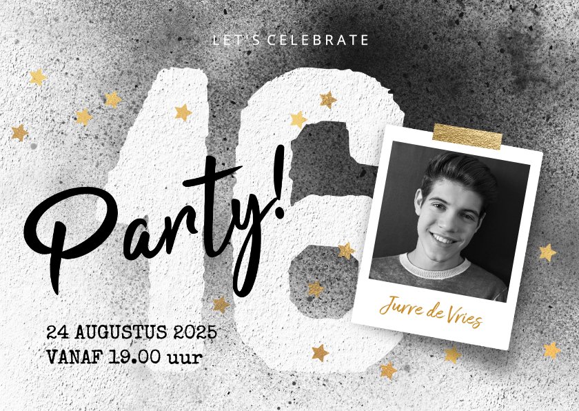 Stoere uitnodiging jongen 16 jaar | Kaartje2go