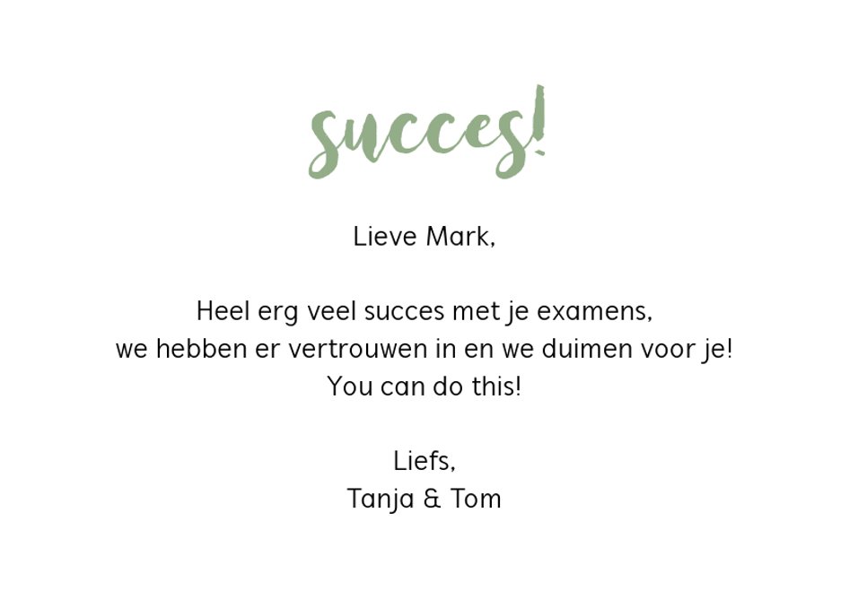 Succes kaart- We duimen voor je - Wenskaarten | Kaartje2go