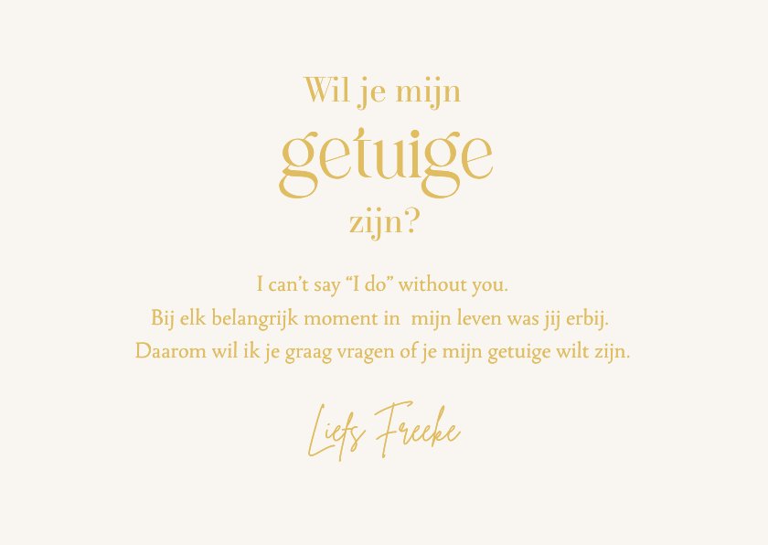 Trouwkaart voor je getuige bruidsmeisje | Kaartje2go