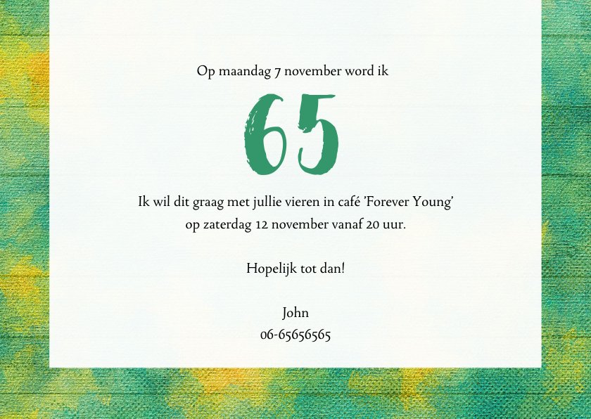 Uitnodiging 65 jaar - Uitnodigingen | Kaartje2go