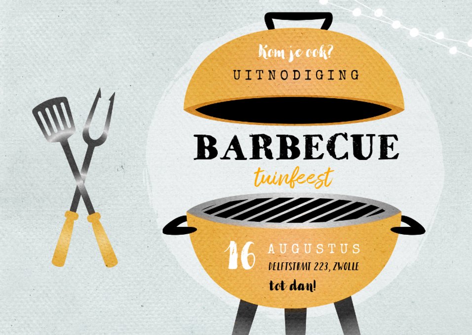 Uitnodiging Bbq Tuinfeest Barbecue Grill Kaartje2go