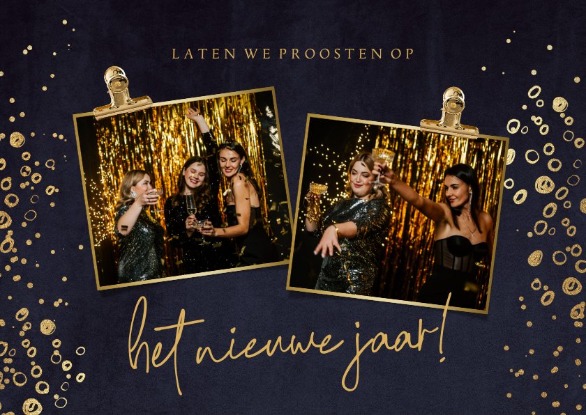 Uitnodiging oud en nieuw bubbels champagne | Kaartje2go