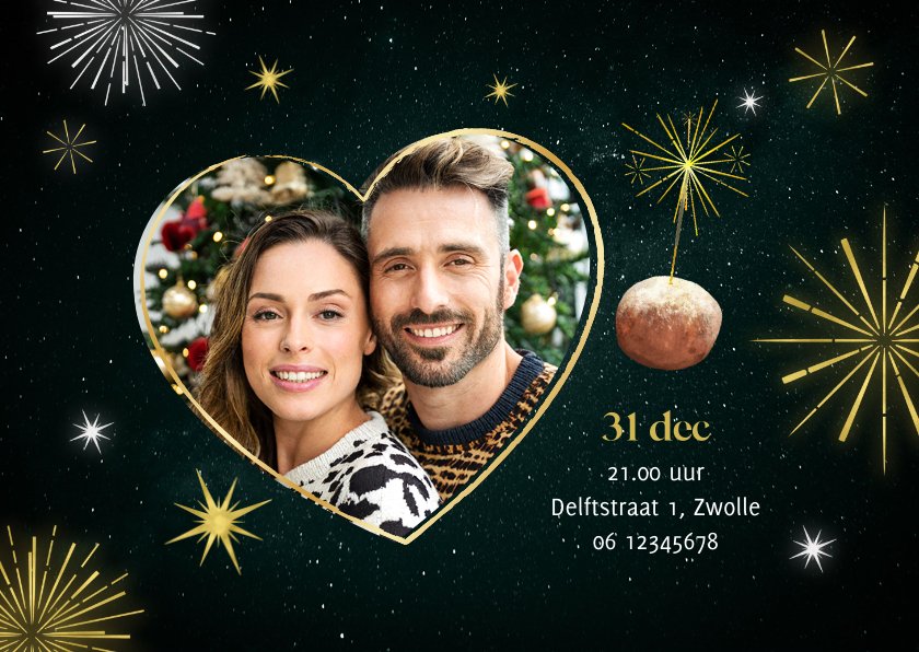 Uitnodiging oudejaarsavond oud& nieuw party Kaartje2go