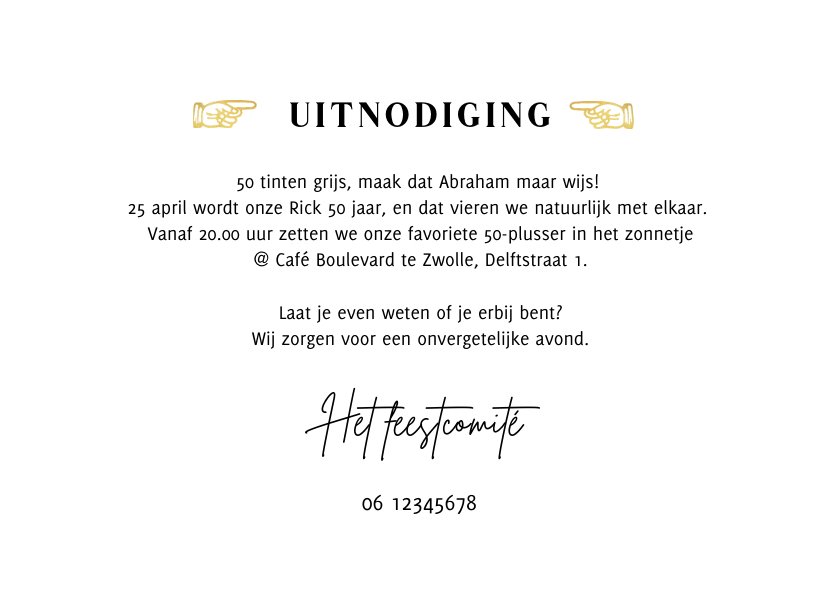 Uitnodiging Verjaardag Ticket Feestje Foto Goud Kaartje2go