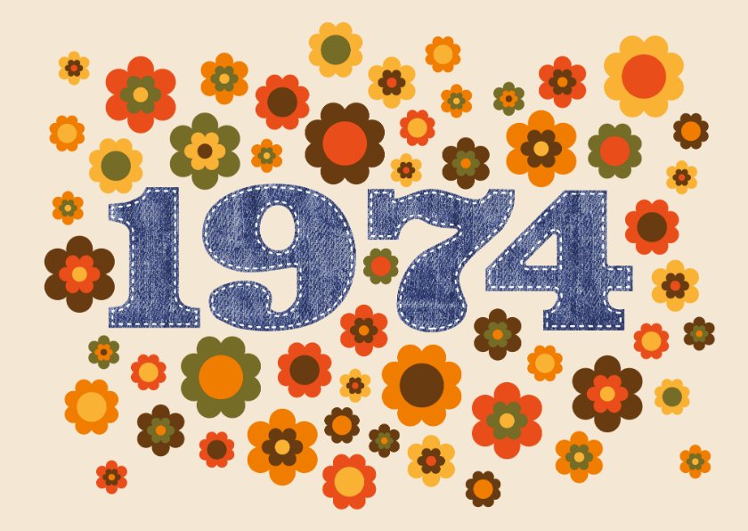 Uitnodigingskaart seventies flowerpower 1974 Kaartje2go