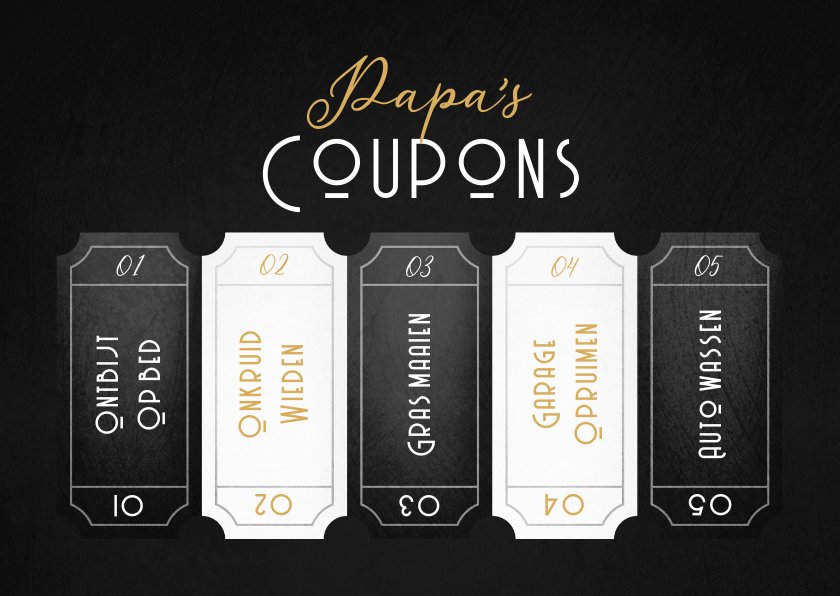 Vaderdag kaart met 5 uitknipbare Papa's coupons | Kaartje2go