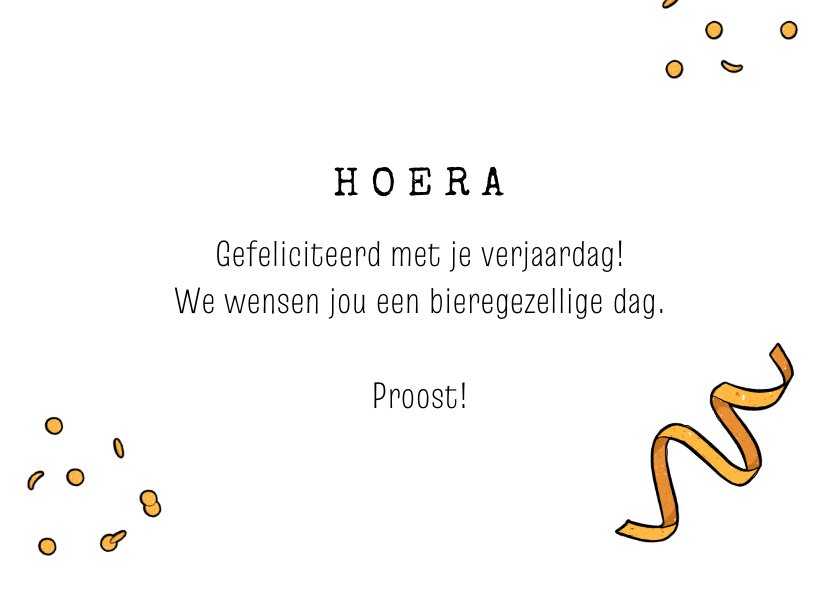Verjaardagskaart confetti bier cheers Kaartje2go
