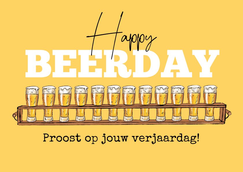 Verjaardagskaart Happy Beerday Humor Man Bier Kaartje2go