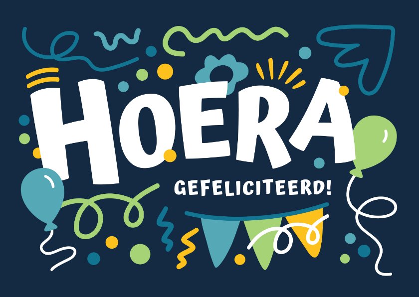 Verjaardagskaart Hoera Feestelijk Kaartje Go