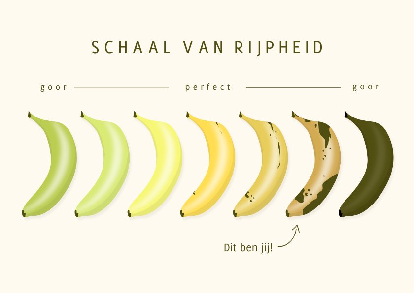 Verjaardagskaart met bananen ohjee overrijp | Kaartje2go