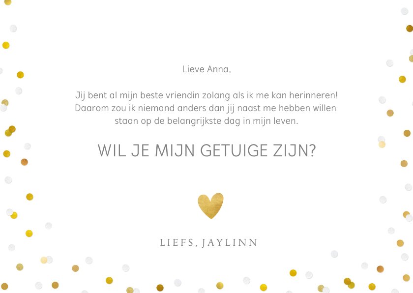 Vrolijke confetti kaart- wil je mijn getuige | Kaartje2go