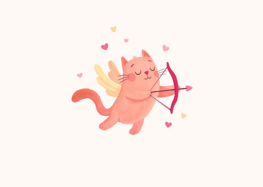 Wenskaart purrfect match kat cupido liefde foto | Kaartje2go