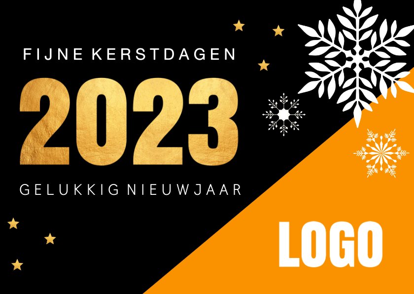 Zakelijke Kerstkaart Oranje Zwart 2023 Goudlook | Kaartje2go