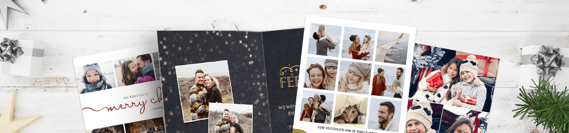 Kerstkaarten met fotocollage - 2018 kerstkaarten trends