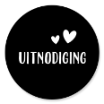 Sluitsticker uitnodiging zwart met hartjes
