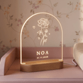 Geboortebloem lamp met naam (boog) 1